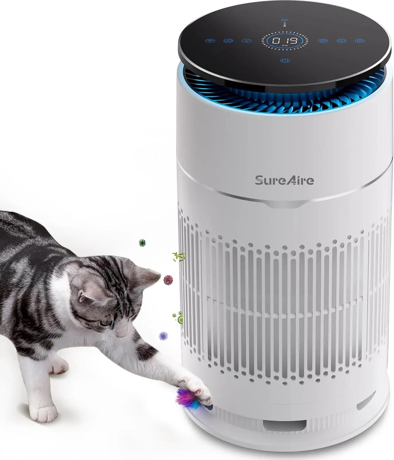 Purificatore d'aria per gatti con filtro HEPA, da tavolo, per peli di animali domestici, pelliccia e odori, 360 ° Intake
