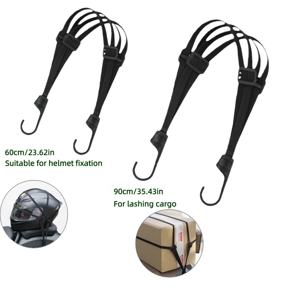 Anti-smarriage strap for universal helmet | Adjustable elastic cord from 60 cm/90 cm to store motorcycle and bike seats