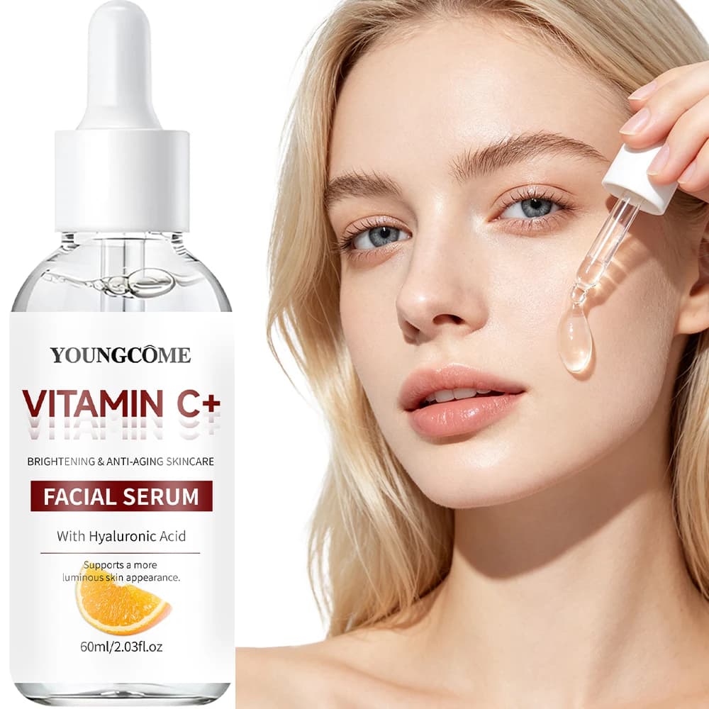 Facial Serum YOUNGCOME Vitamin C+ Hyaluronic Acid Infused Lightweight Daily Face Care For Normal Combination Skin Supports Smoot