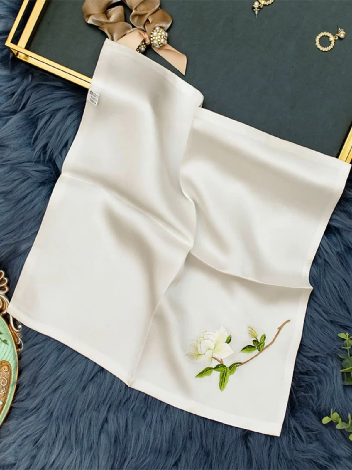 Foulard in Seta Fatto a Mano con Ricamo di Suzhou, Fazzoletto da Donna, Regalo di Nozze, Sciarpa Quadrata in Seta con Motivo Floreale 35*35