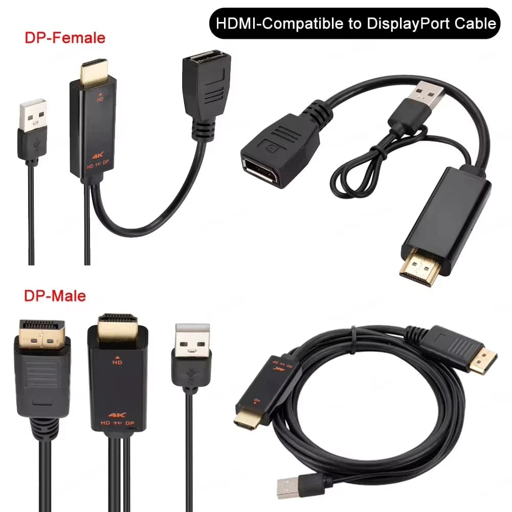 Cavo HDMI-Compatibile a DisplayPort 4K@60Hz 2K@120Hz, Cavo da Fonte HDMI-Compatibile a Monitor DP per PC, Laptop, PS5, Xbox
