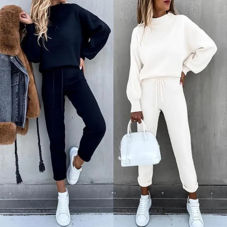 Set Felpa con Cappuccio e Pantaloni Invernale da Donna, Collo Alto, Casual, Comodo Completo Sportivo a Due Pezzi