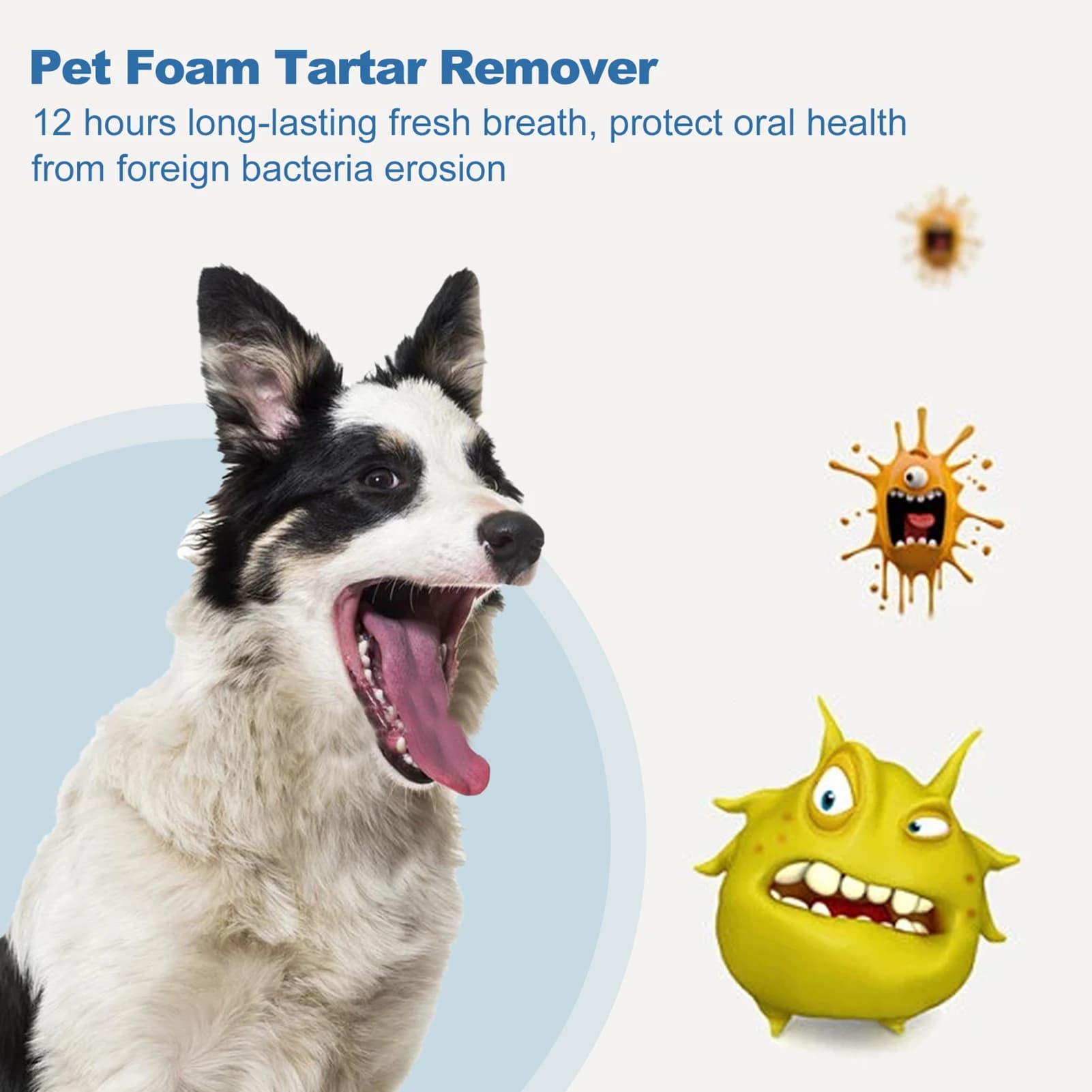 Schiuma per la Cura Orale degli Animali Domestici 60ml, Spray Delicato per la Pulizia dei Denti, Rimozione delle Macchie, Sbiancante, Rinfrescante per l'Alito, Adatto per Cani e Gatti