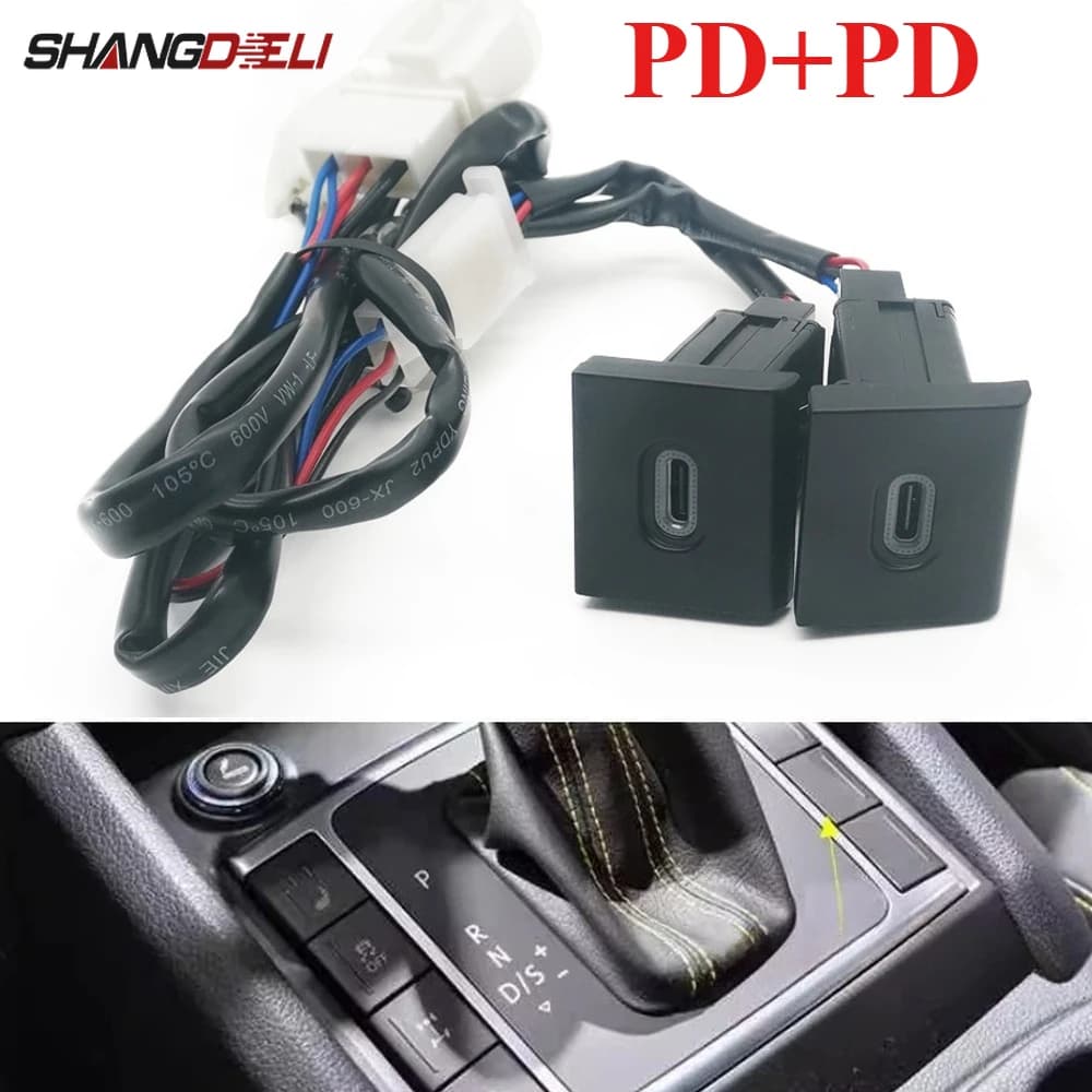 Adattatore Caricabatterie Doppio 12V/24V per Auto con Doppia Presa di Ricarica Tipo C PD Compatibile con Amarok 11-22 Accessori Auto