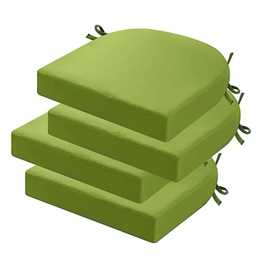 Set di cuscini spessi per sedie da esterno, 17" x 17" x 3", impermeabili con lacci, per mobili da giardino.