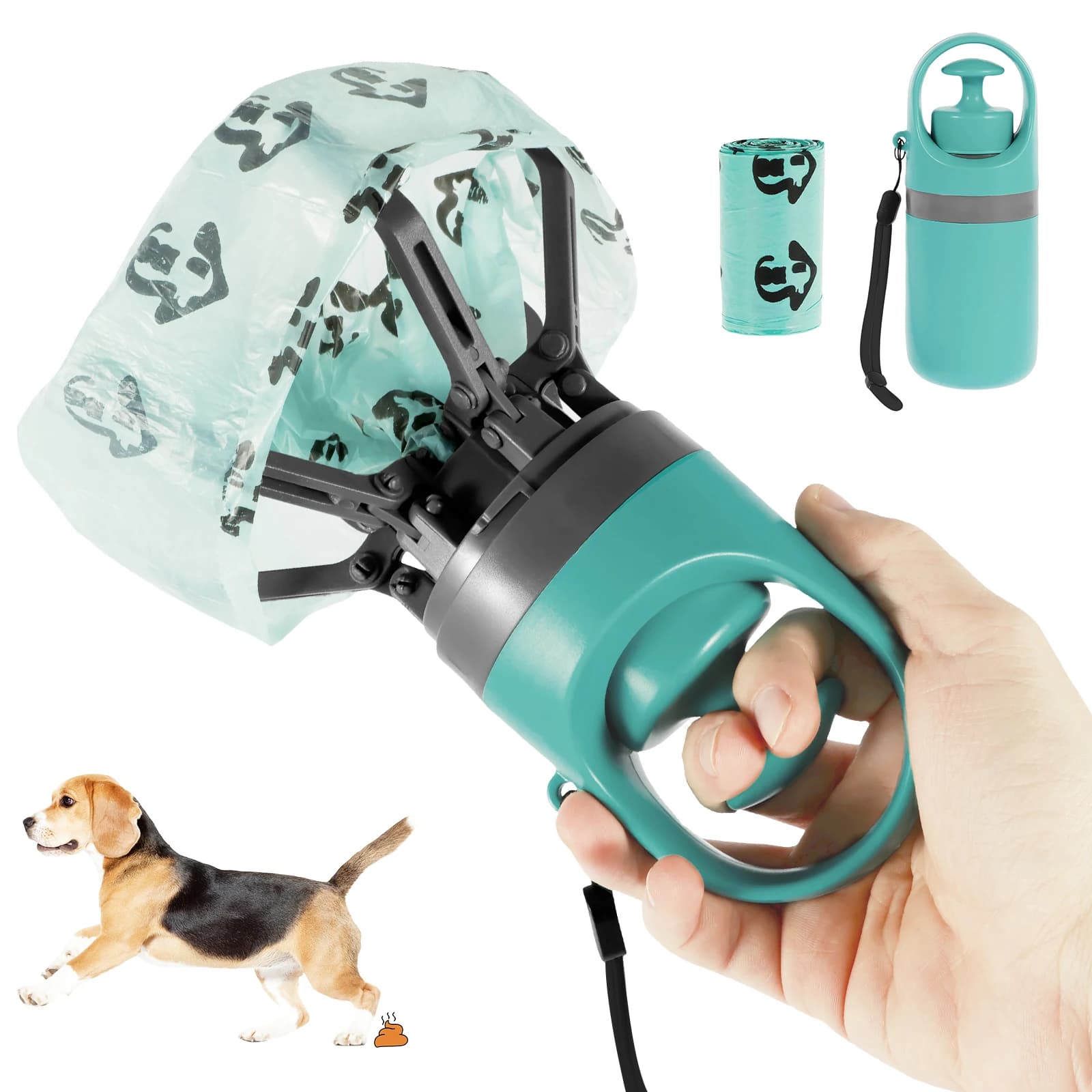 Borsa per la spazzatura esterna portatile per toilette per animali domestici, dispenser Fecal per pala a sei artigli per toilette per cani