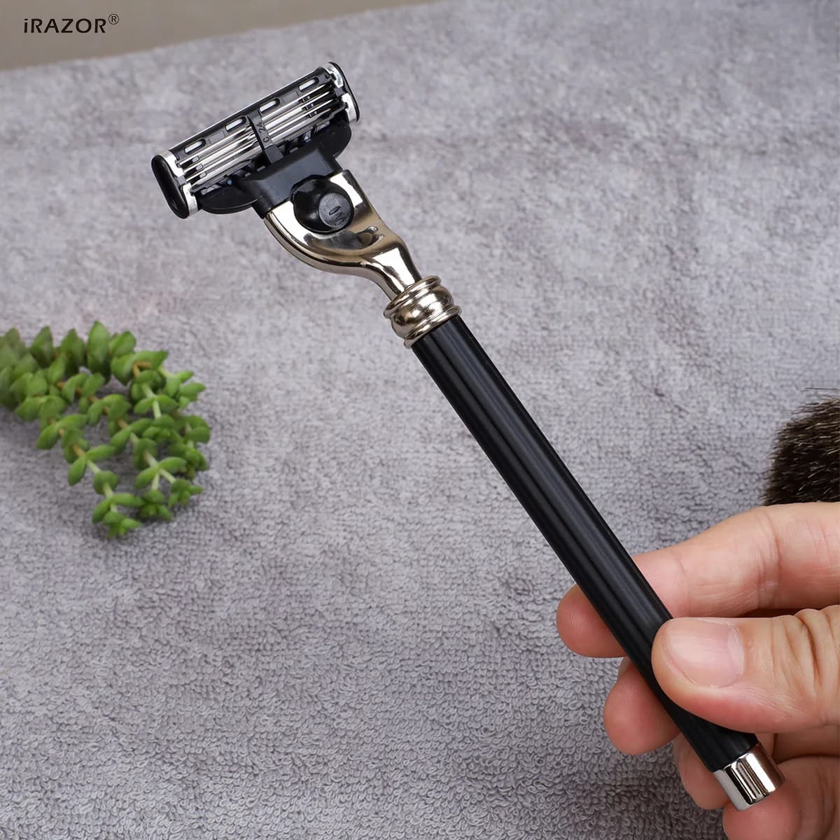 iRAZOR Classic Triple Blade 3 strati Mach 3 Barba da uomo Rasatura Rasoio di sicurezza Depilazione Viso Manico bagnato Rasoio Regalo per il padre