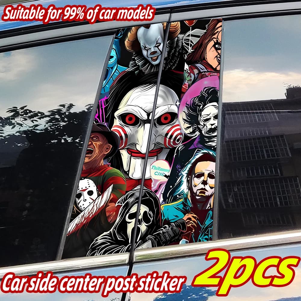 Horror Character Ghost Car Stickers Halloween Auto B Pillar Waterproof Decor Cover Scratches Car Doors Pillar Sunscreen Decals