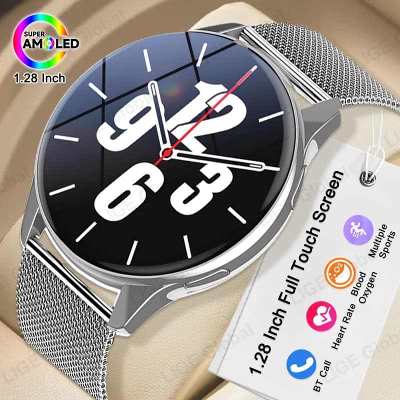 LIGE 2026 New Bluetooth Call Smart Watch 1.28" HD Custom Dial Sport Man Women Heart Rate SpO2 Sleep BP Health Monitor Smartwatch