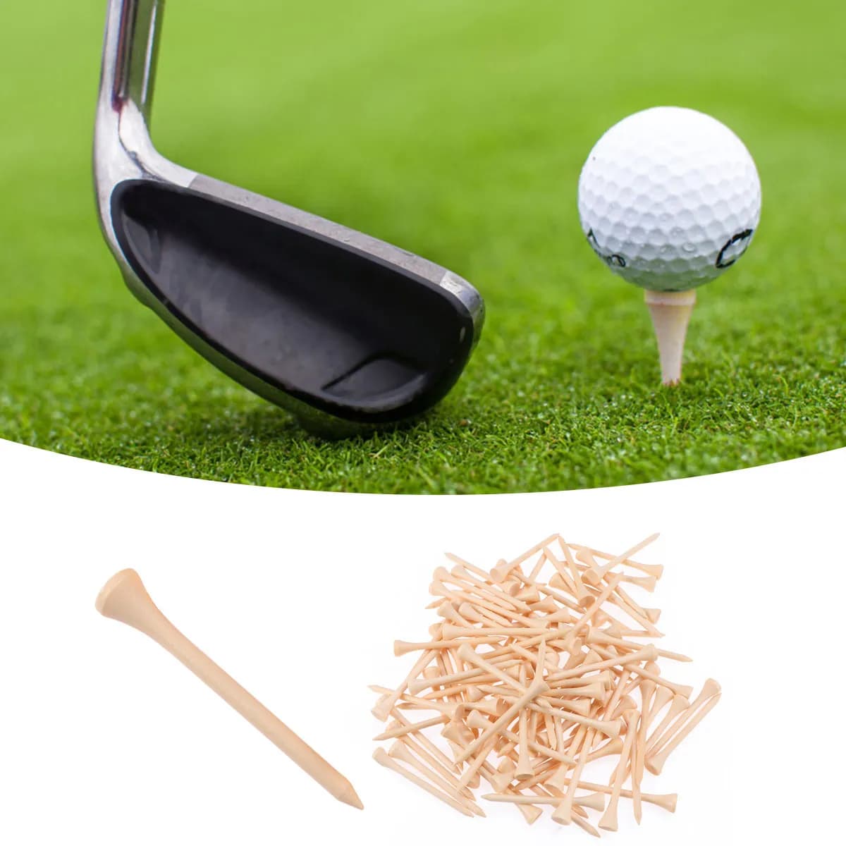 100 Pezzi Tee da Golf in Legno Massiccio, Chiodi Ergonomici Infrangibili per Palline da Golf, Accessori per Allenamento all'Aperto per Golfisti, Tee in Legno da 2, 3, 4 Pollici