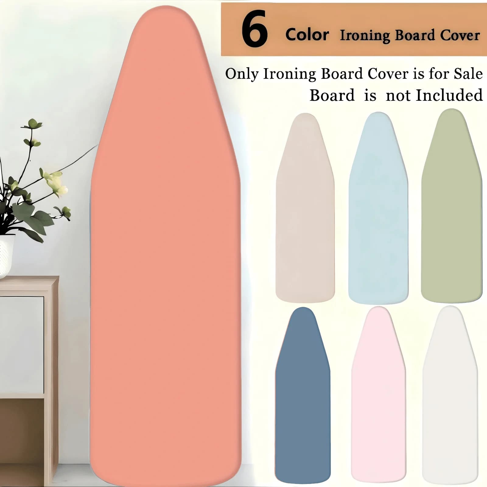 Copertura per asse da stiro 140x50 cm, copertura in cotone e fodera in feltro spesso, facile da montare, resistente alle bruciature, colore Morandi