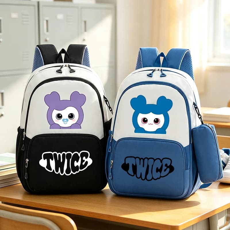 Twices Series Backpack with Pencil Case Cute Jihyo Tzuyu Schoolbag Set Kpop Merch Knapsack Student Large Capacity Bookbag Gift