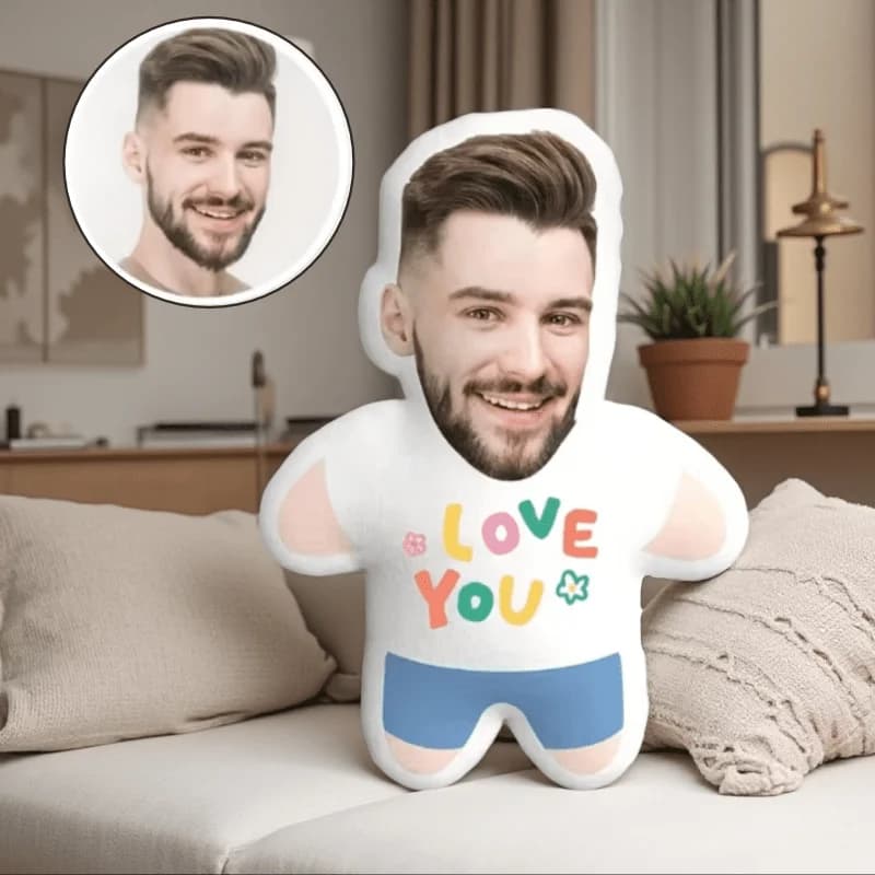 Foto personalizzata "Ti amo" Cuscino in peluche stampato a forma umana San Valentino, regalo di anniversario