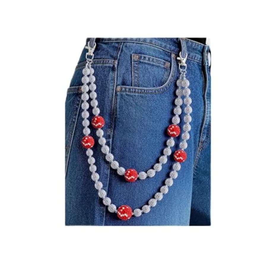 Wallet Chains for Men Layered Pants Chain Jean Pocket Bead Chain Rhinestone Keychain Purse Accessories for Women