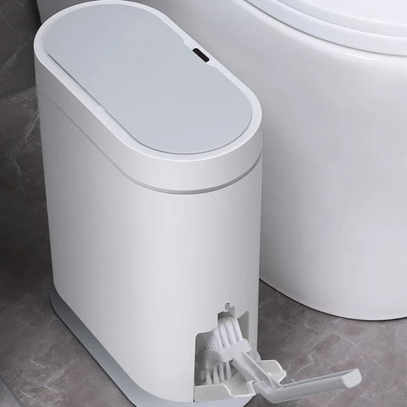 Integrated Narrow Waste Paper Basket Trash 8L Smart Trash Household Induction Waterproof Toilet Electric Toilet Brush with Lid