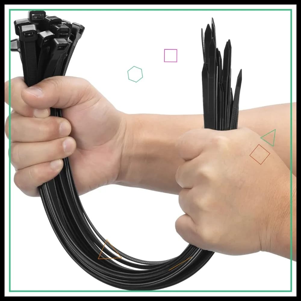 Fascette stringicavo nere da 16 pollici, resistenti, 100 pezzi, resistenza 200 libbre, extra lunghe per uso interno ed esterno, resistenti ai raggi UV
