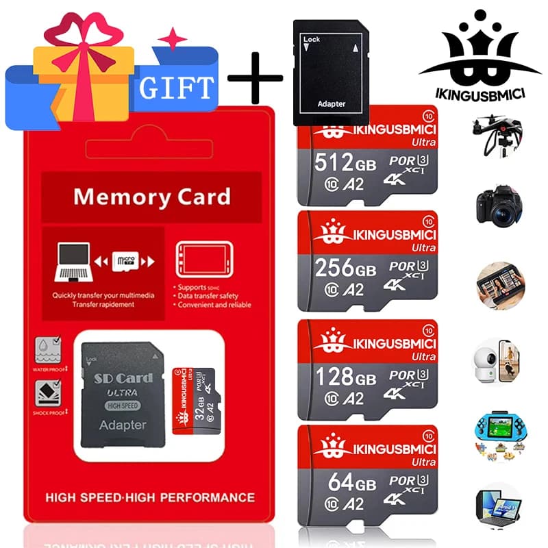 Extreme Micro SD Card 512GB UHS-I Memory Cards 256GB 128GB 64GB MicroSD U3 A1 TF Flash Card for Phone Camera GoPro DJI