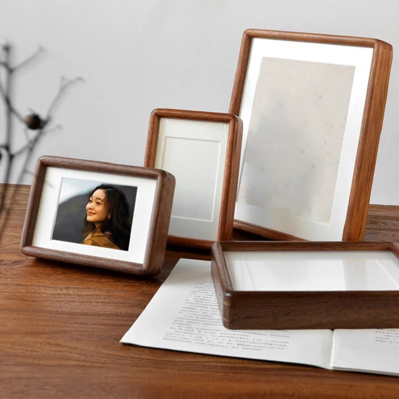 Solid Wood Picture Frame Black Walnut & Cherry Wood Rounded Corner Photo Frame, Natural Wood Artwork Frame Home Decor