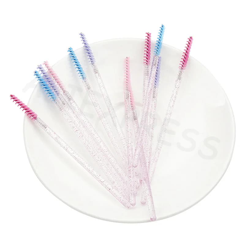 Eye Lashes Cosmetic Brushes Set Makeup Tool 50Pcs Eyelash Extension Rainbow Crystal Mascara Wand Applicator Spoolers