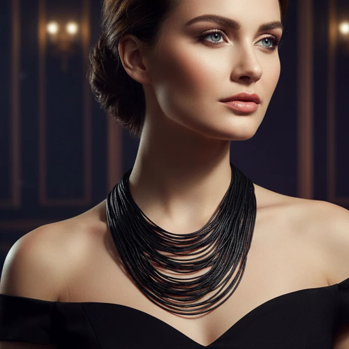 2026 Trendy Fashion Multi-layer Wax Cord Bib Necklace For Women Party Neck Decoration Accessories