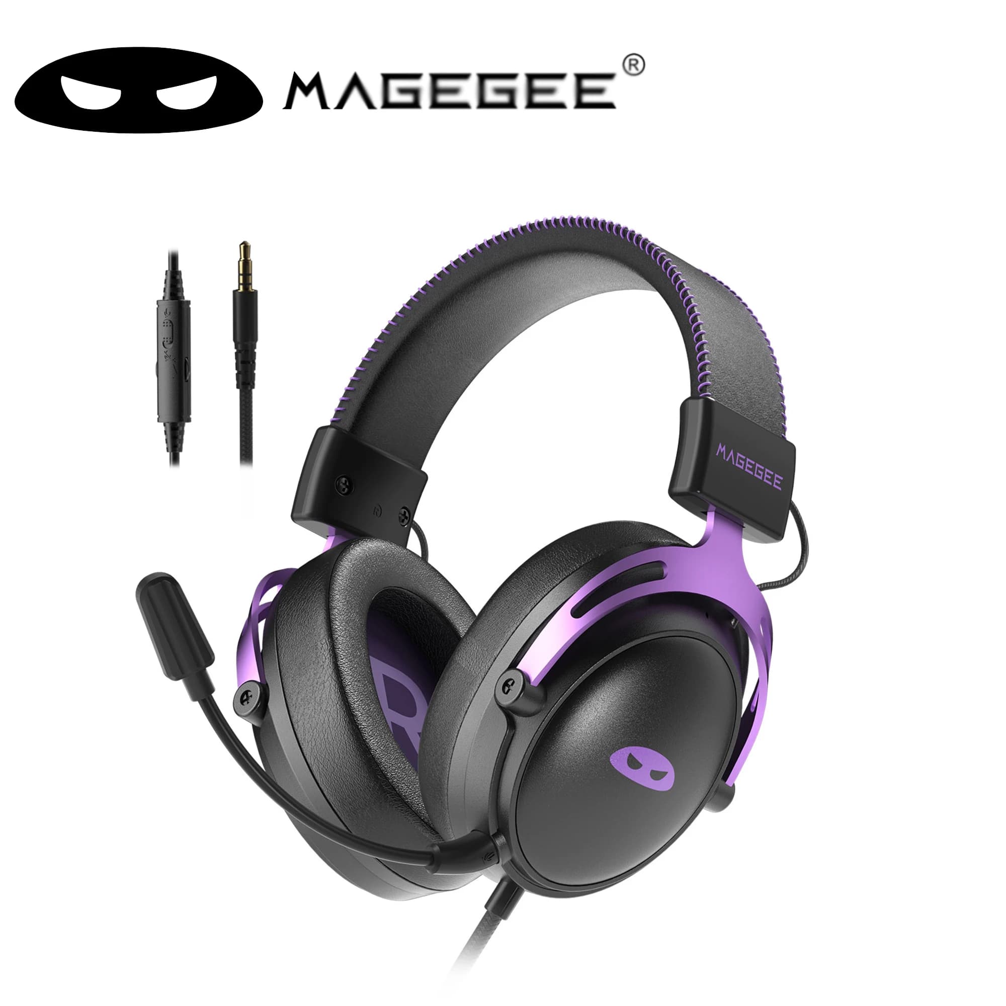 MageGee Wired Game Headphones over Ear with 53 mm driver Detachable Microphone surround for PC PS4 PS5 Xbox adjustable