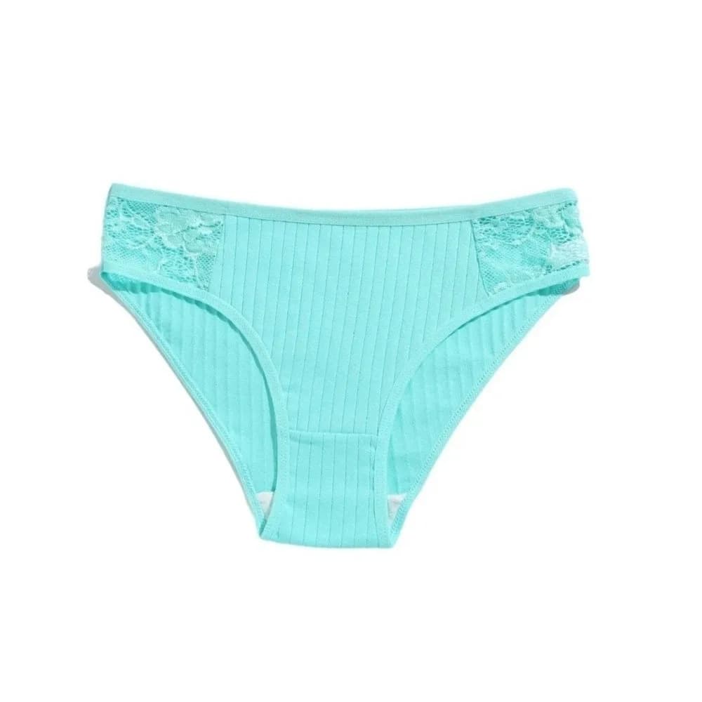 Simple Lace Lace Underpants Low Waist Briefs Women's Underwear Solid Color Cotton Triangle Panties Four Seasons