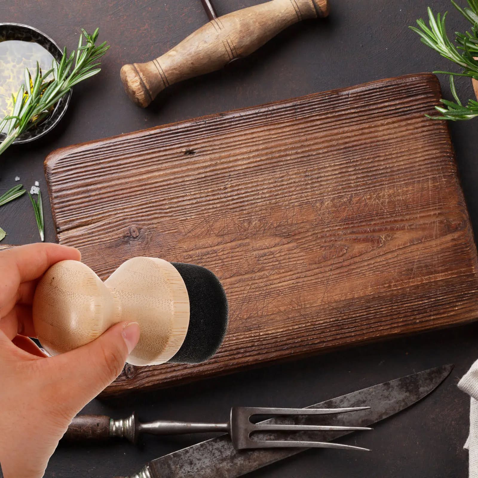 Wood Cutting Board Oil Wax Applicator Natural Ergonomic Handle for Smoothing Wood Surfaces Kitchen Utensil Maintenance Tool