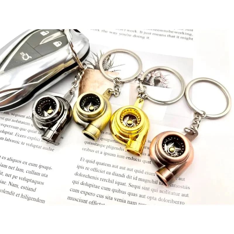 1/2/3/4Pcs Metal Keychain Turbocharger Lock Chain Rotating Turbine Keychain Car Keychain Pendant Popular Style