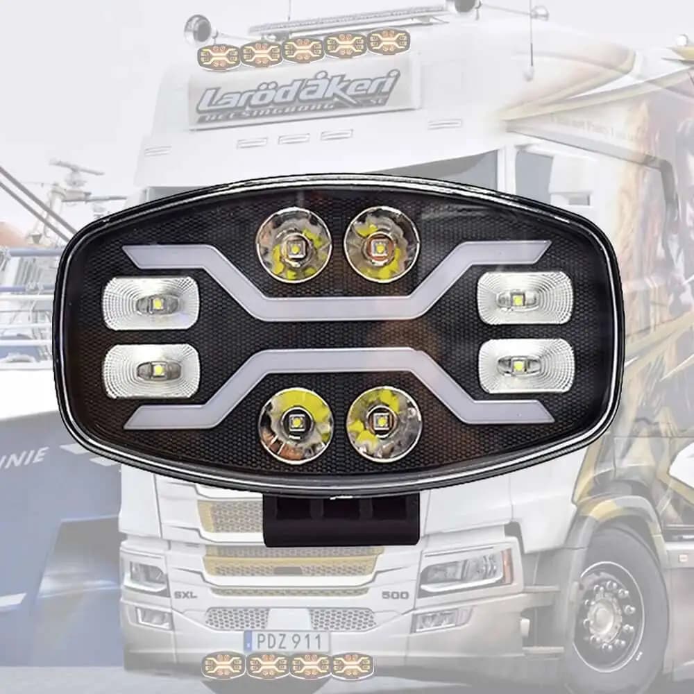 Faro da Lavoro LED 9 Pollici, Luce Ausiliaria Quadrata per Fuoristrada, Camion, Auto, Luce Bianca e Gialla 100W 22000LM