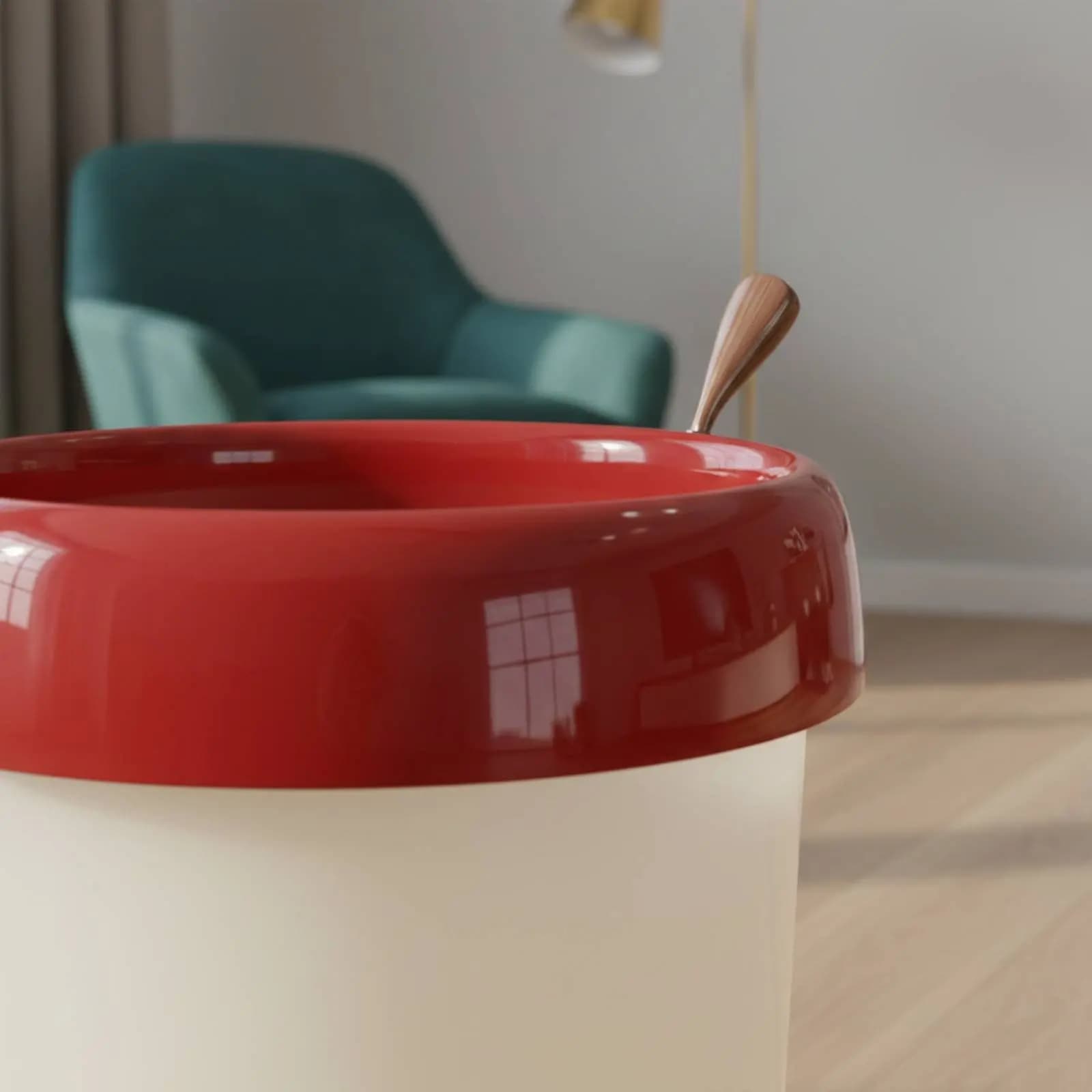 Fruit-Shaped Shaped Garbage Can Bag Holder Collar Rolling Trash Can Mobile Round Trash Bin Luxury Design Accessible Top Rubbish