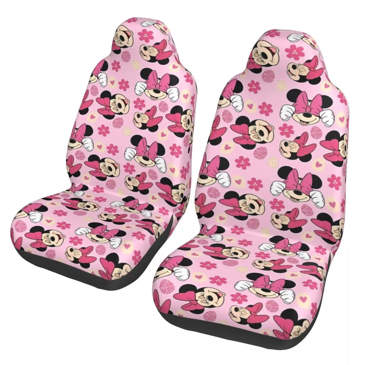 Coprisedile per auto universale Minnie Cartoon rosa Quattro stagioni adatto a tutti i tipi di modelli Coprisedile per auto Mickey Caccia in poliestere
