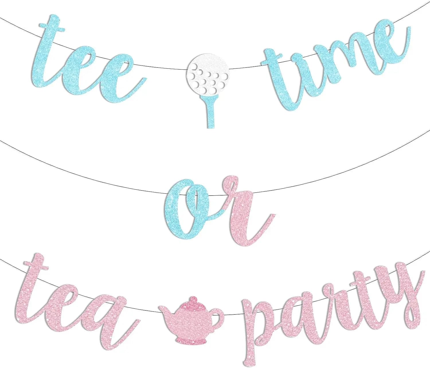 Golf Gender Reveal Decorations Tee Time o Tea Party Banner Pink Blue Boy o Girl Golf Baby Shower Gender Reveal Party Supplies