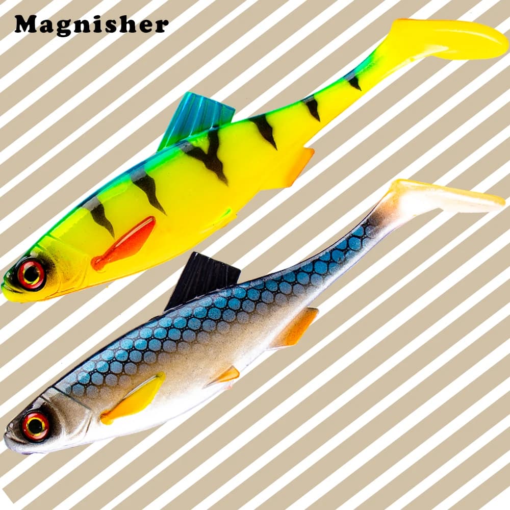 Magnisher Esche Morbide Shad Swimbait Esche In Silicone Per La Pesca 26g Occhi 3D Vernice Corpo Spigola Luccio Pesca Jigging Richiamo Affrontare