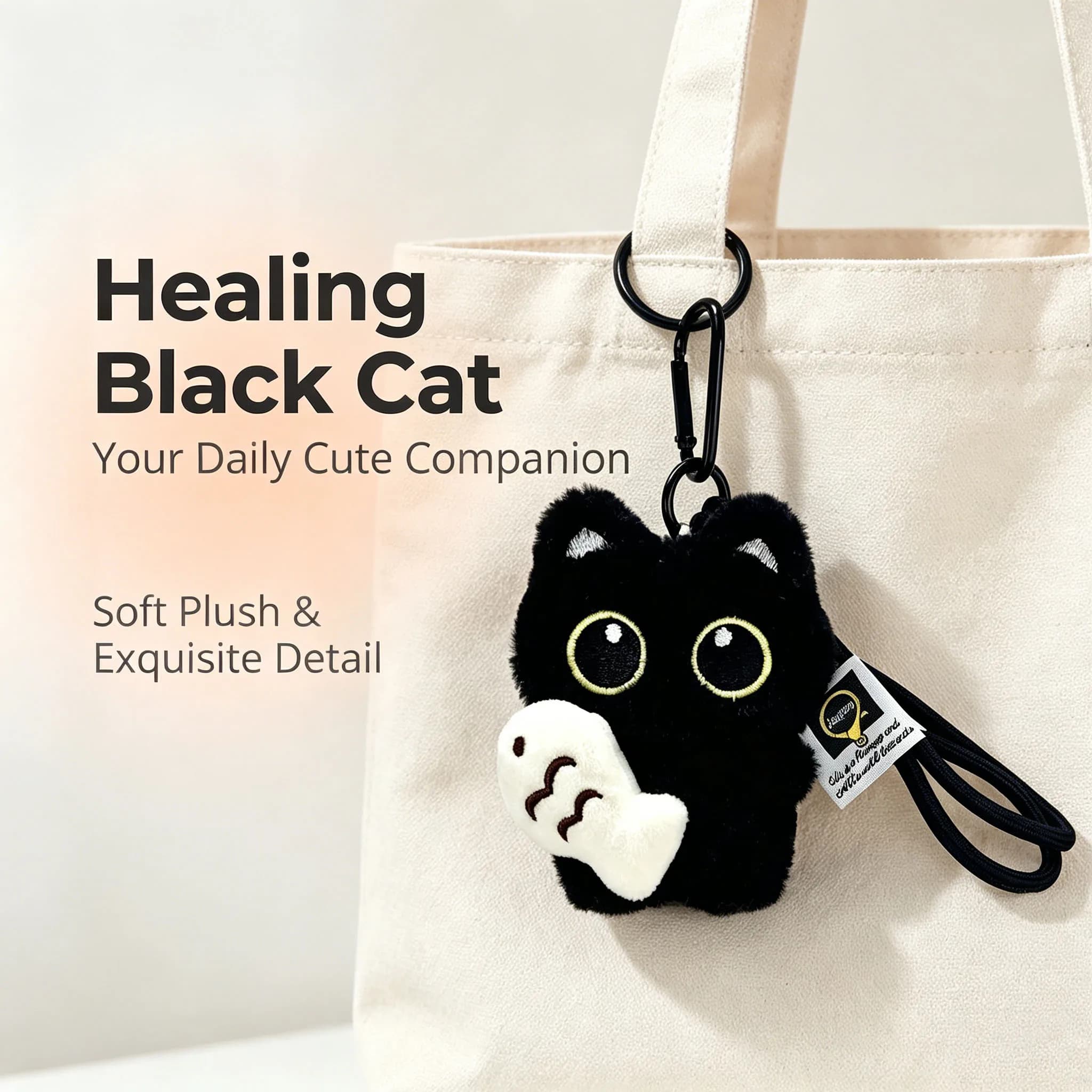 Hot Sale 2Pcs Kawaii Black Cat Plush Keychain, Cute Bag Pendant Charms, Car Key Ring Accessories Cool Doll Gift For Women Couple