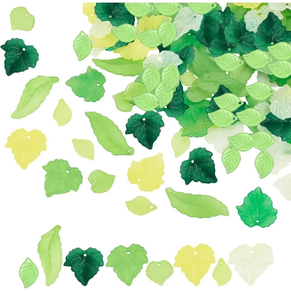 160 pezzi 8 stili foglie acriliche ciondoli foglia acrilica verde foglie smerigliate perline pendenti foglia d'acero per kit collana orecchino