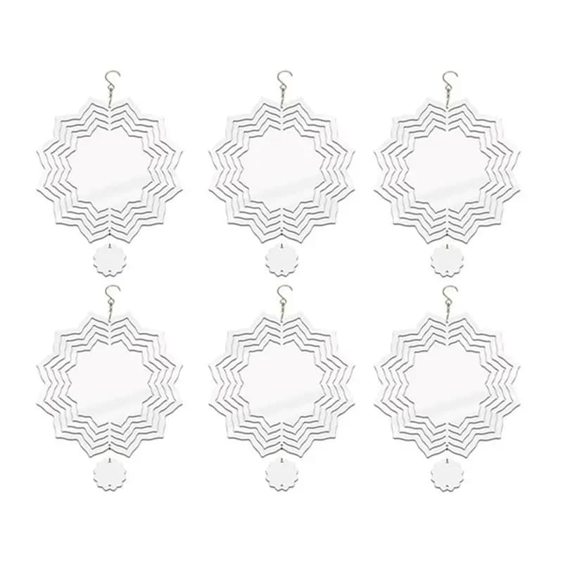 ABIY Set di 6 Girandole a Vento per Sublimazione, Girandole 3D da Appendere per Decorazione Giardino Esterno, D-8 Pollici