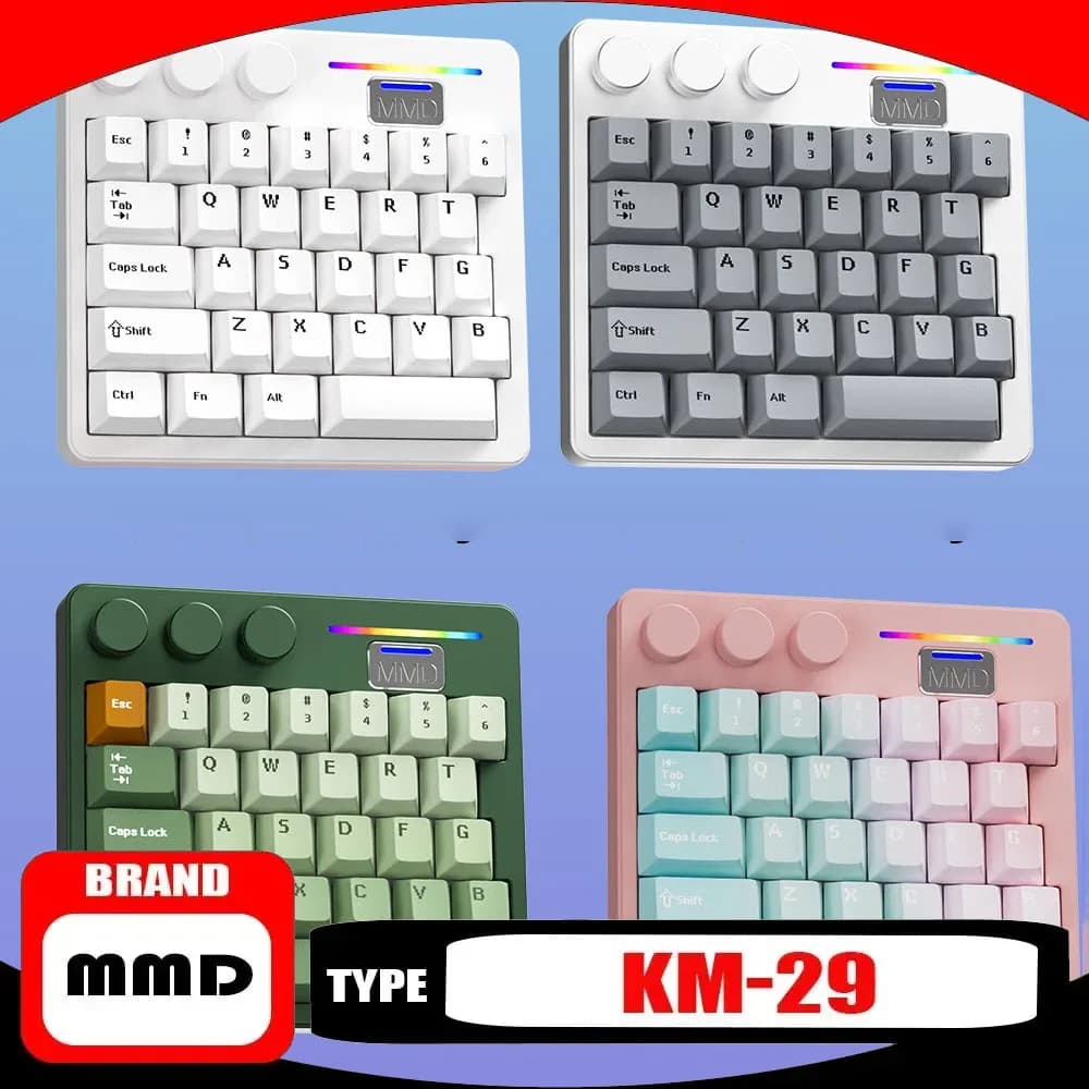MMD KM29 CNC One Hand Mechanical Keyboard Wireless 3mode Customized VIA QMK Designer Drawing for PS /PR/C4D Portable