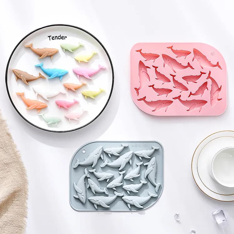 Stampo in silicone a forma di balena in 13 diverse misure, strumento per la cottura, stampo per ghiaccio, cioccolato e torte