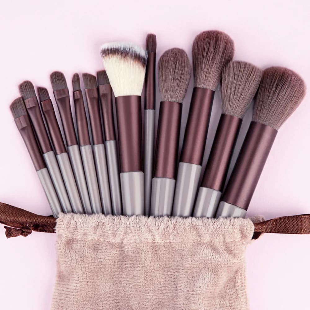 Set di pennelli per il trucco da 13 pezzi, kit di strumenti per la bellezza, testine morbide, set di pennelli per il trucco degli occhi, pennello per fard, pennello per polvere libera, portatile.