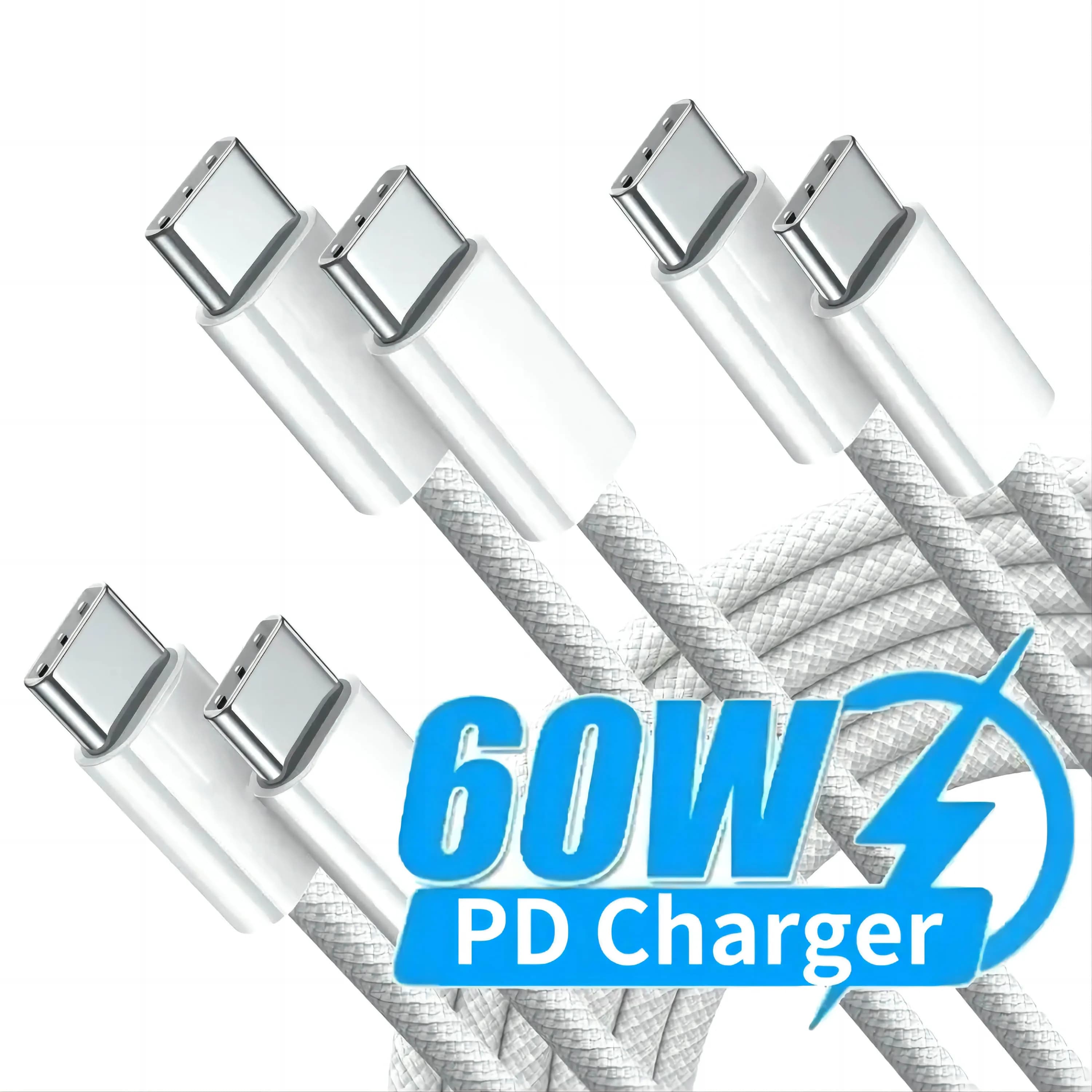 Cavo di ricarica rapido di fascia alta da 1 M/3FT 60 W da tipo C a C per telefono Tablet PC Laptop - Confezione da 3