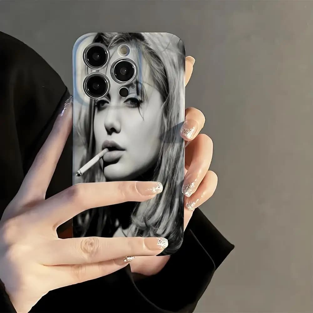 A-AngelinaS Jolie Vintage Phone Case Film Korean INS for iPhone 16 15 14 13 12 11 Pro Max Plus Luxury Cover