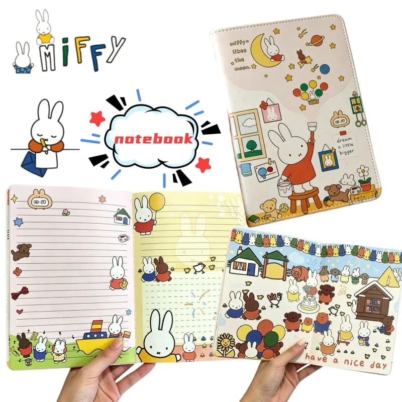 New B6 Miffy Cute Notebook Illustrated Color Pages Journal Creative Kawaii High-Value Student Planner Stationery Prize Wholesale