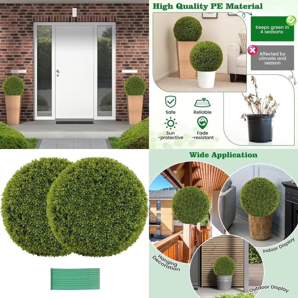 Decorative Balls in 20 Inch Artificial Boss, Artificial Plants for Exterior Door, Portico, Garden, Balcony