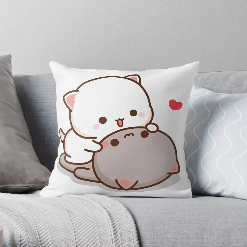 Cute mochi peach cat Throw Pillow federe Decorative Cusions Cover Christmas pillow for the house