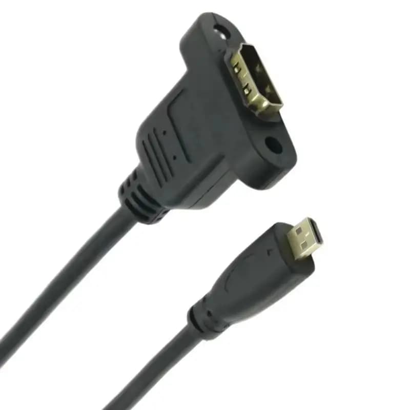 30cm Micro HDMI Male to Mini HDMI Female Extension Cable Screw Lock Panel Mount HD AV Camera Accessory