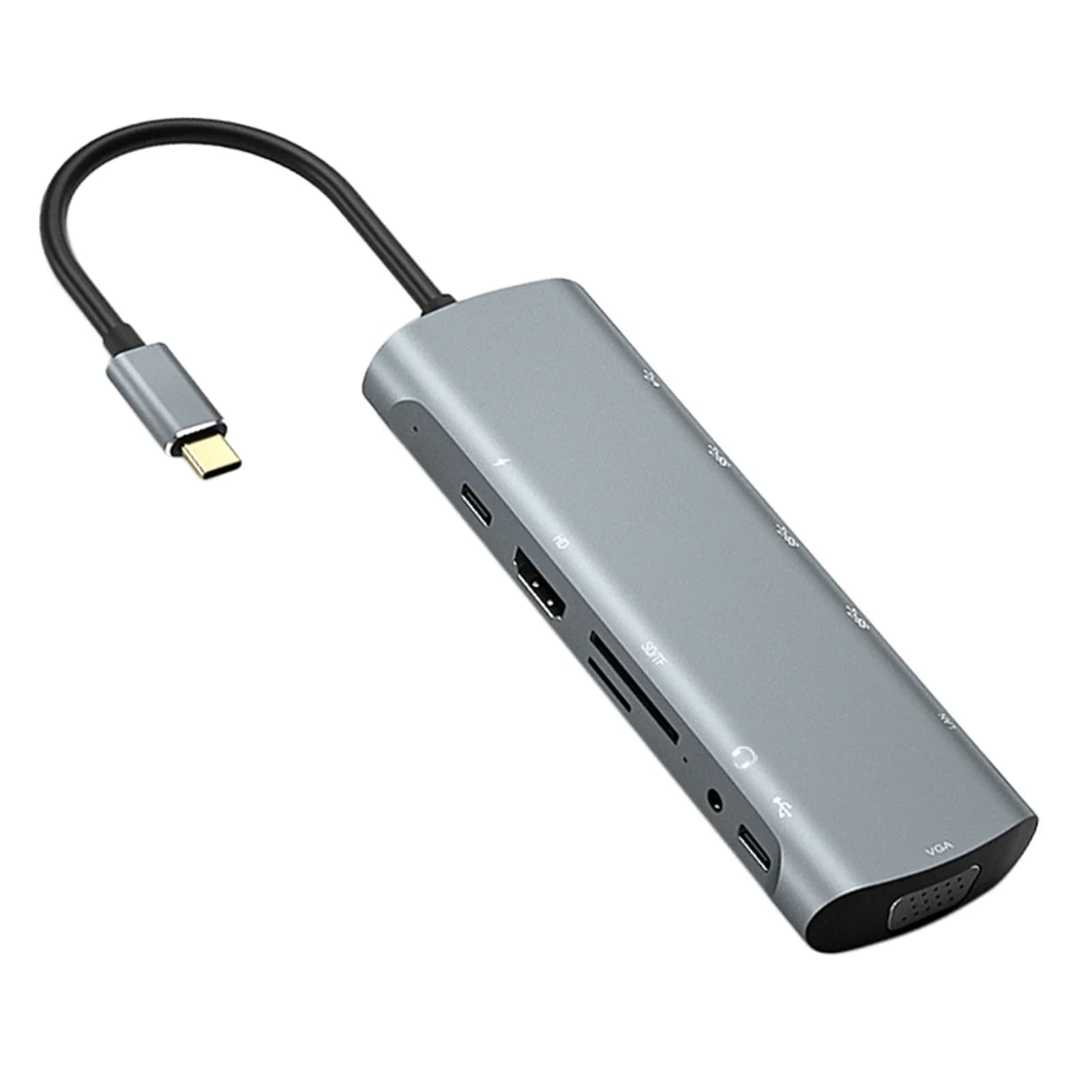 Hub Docking Station 12-in-1 da Tipo C a PD HD VGA USB3.0*3 USB2.0 RJ45 Lettore di Schede Cuffie Tipo C/M