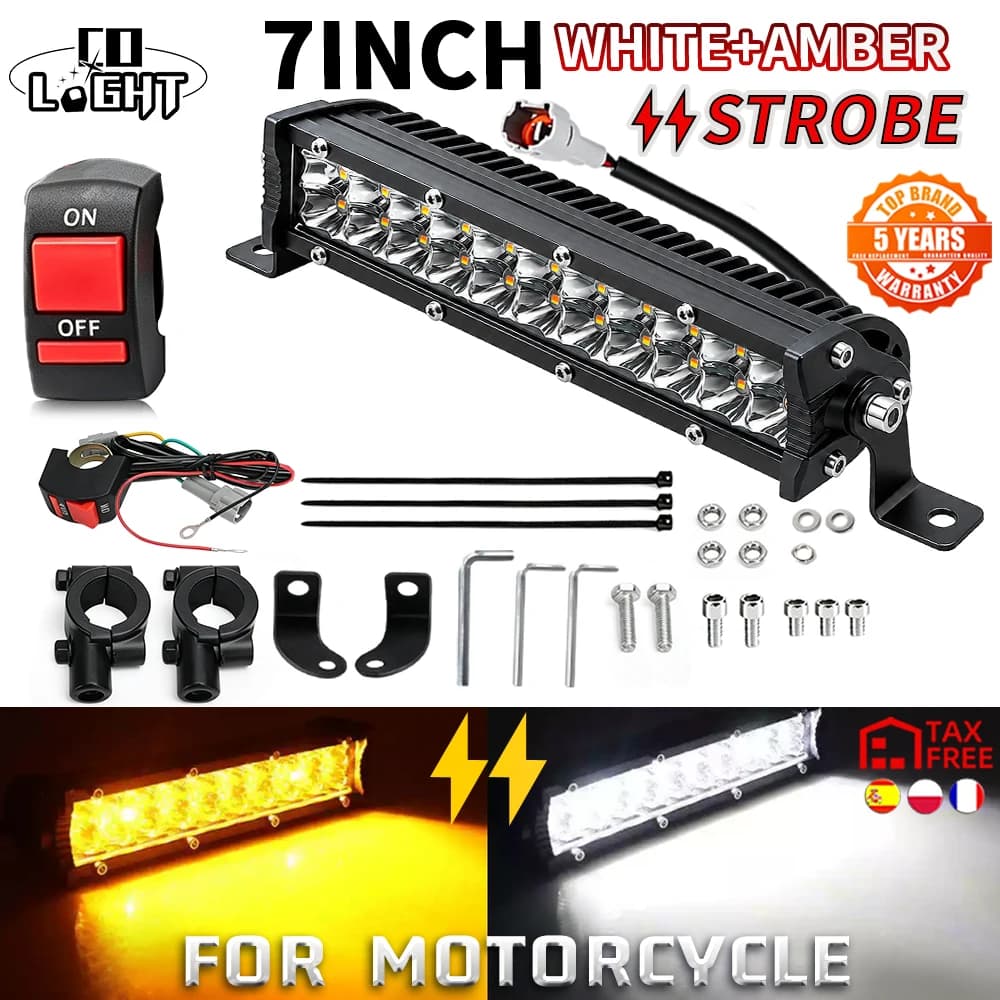 CO LIGHT Motorcycle LED Light Bar Headlight Kit With Mounting Brackets and Switch For CRF250F CRF110 TTR110 YZF450 offroad use