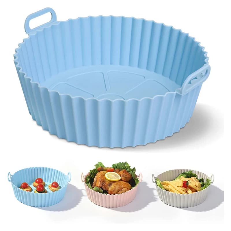 Airfryer Cestello in silicone Forno riutilizzabile Teglia da forno Stampo in silicone per friggitrice ad aria Pizza Cestino di pollo fritto Accessori per friggitrice ad aria