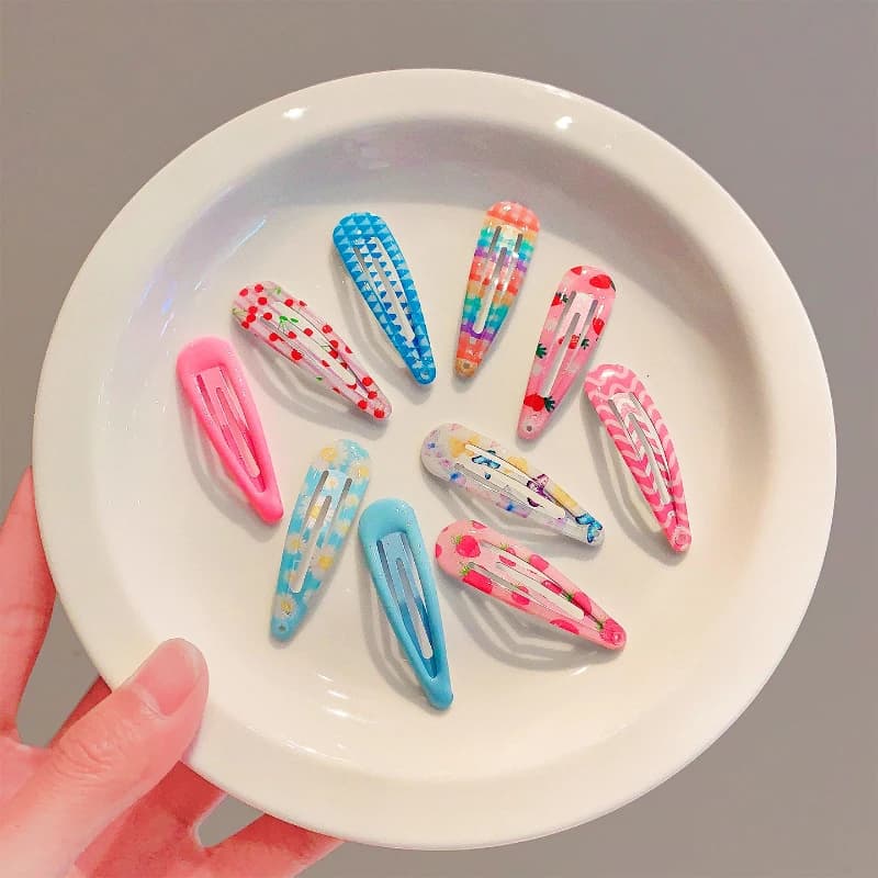Set di 10 Nuovi Fermagli per Capelli a Quadretti Colorati per Bambine, Graziose Mollette a Forma di Fragola, Accessori per Capelli per Bambini