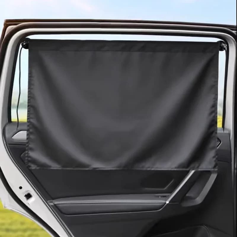 Solid Black Car Privacy Sunshade Polyester Full Blackout Suction Cup Auto Side Window Heat Insulation Minimalist Car Curtain